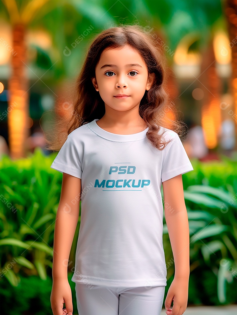 Mockup Camiseta Branca Infantil PSD Editável