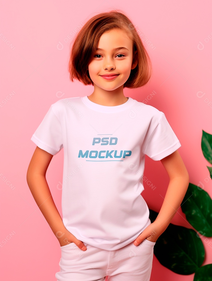 Mockup Camiseta Branca Infantil PSD Editável