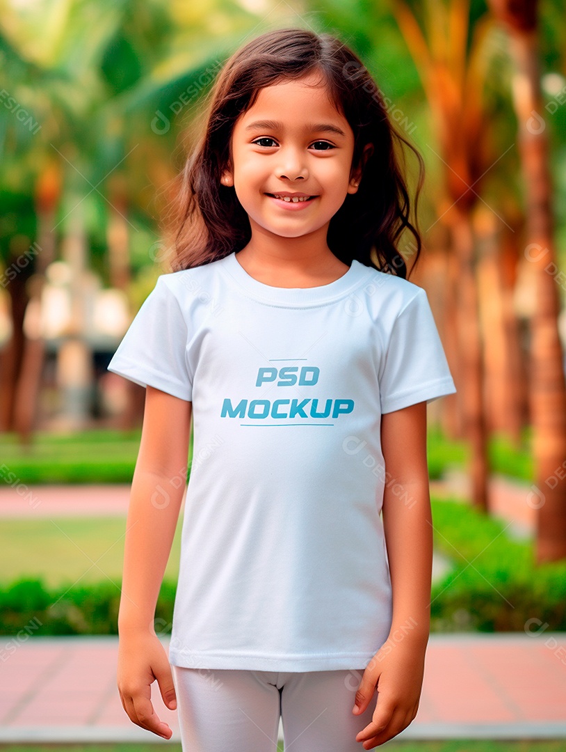Mockup Camiseta Branca Infantil PSD Editável