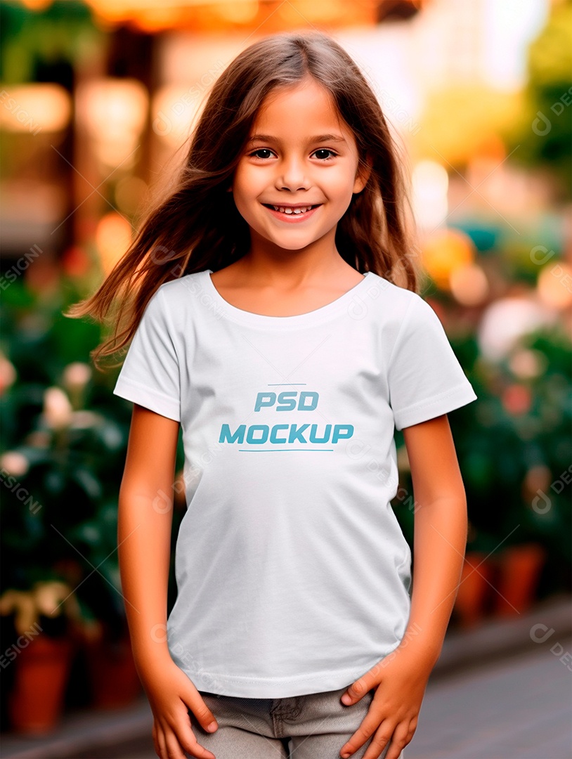 Mockup Camiseta Branca Infantil PSD Editável