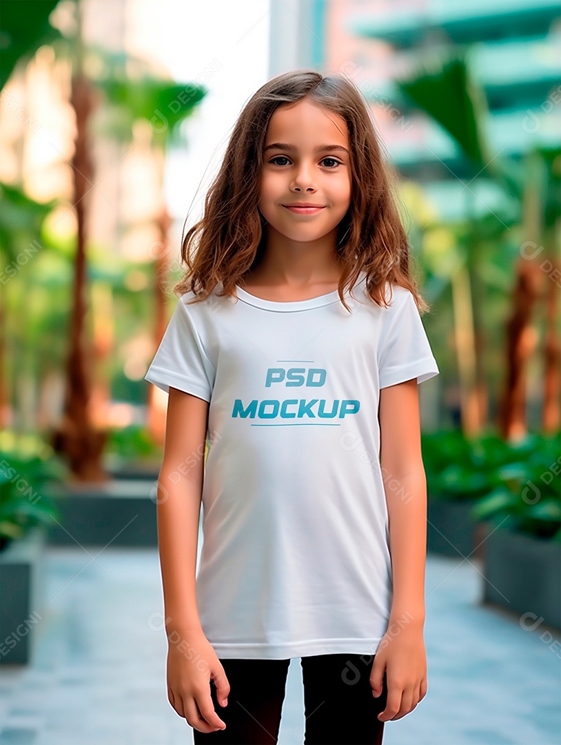 Mockup Camiseta Branca Infantil PSD Editável