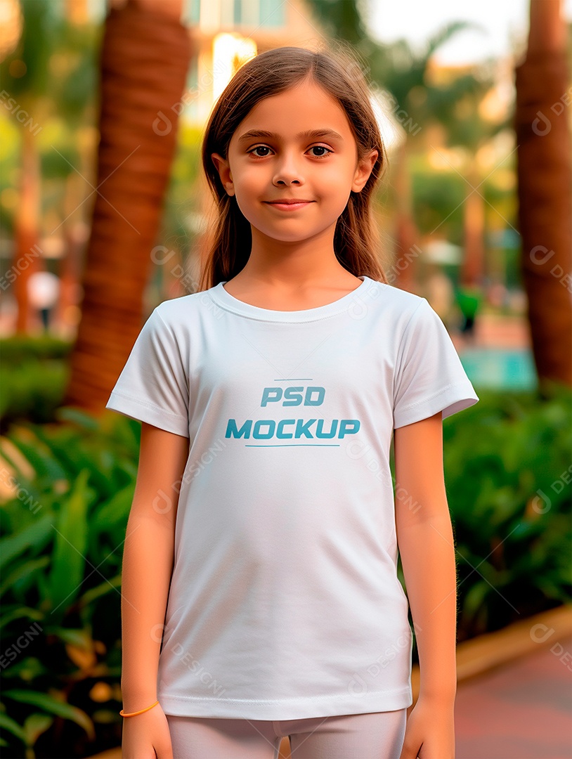 Mockup Camiseta Branca Infantil PSD Editável