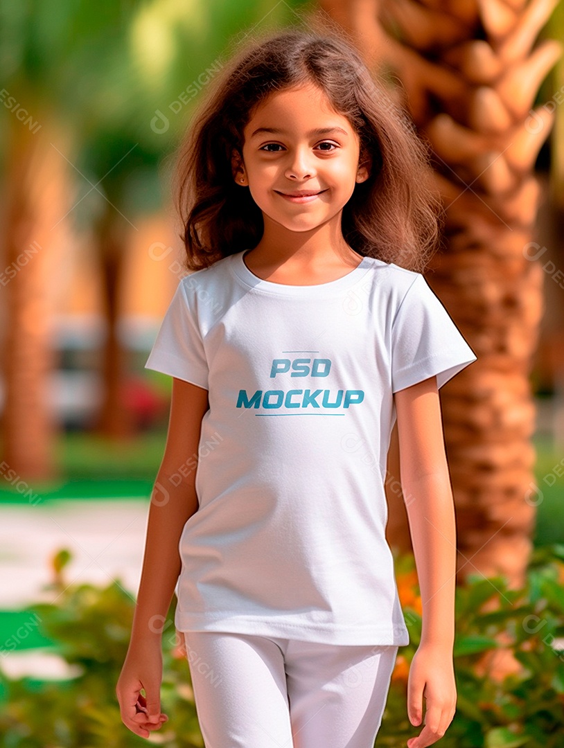 Mockup Camiseta Branca Infantil PSD Editável