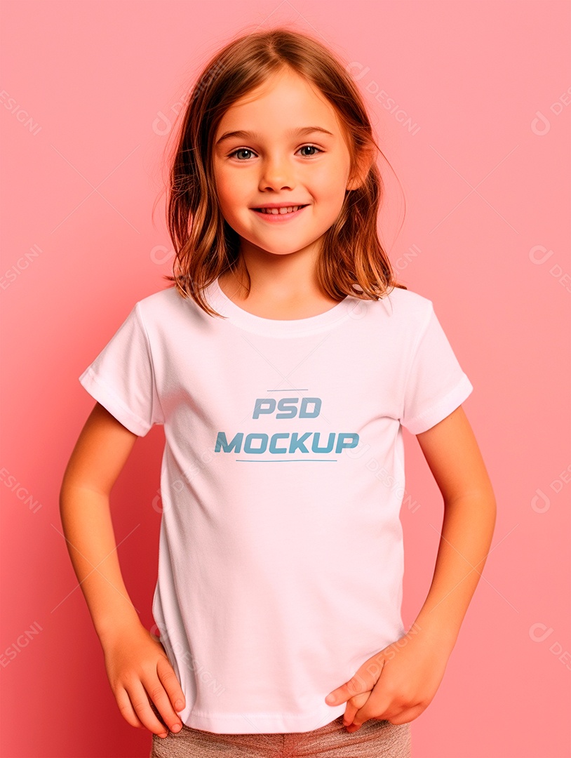 Mockup Camiseta Branca Infantil PSD Editável