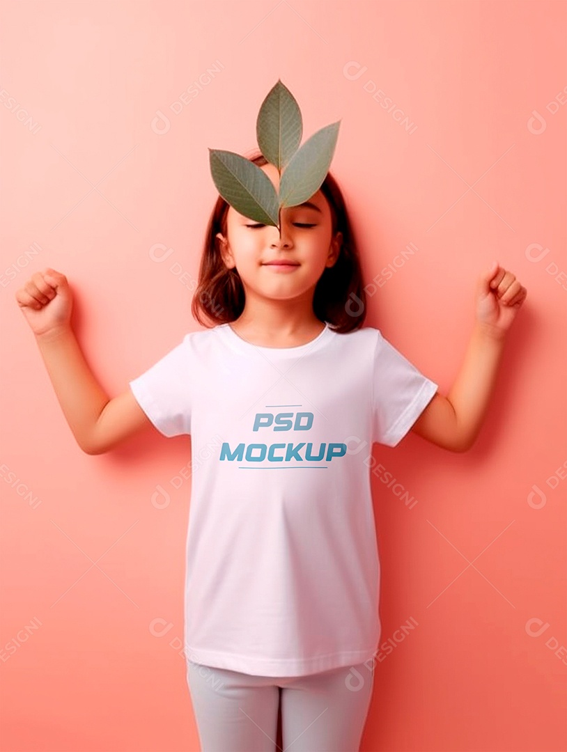Editable PSD Children's White T-shirt Mockup