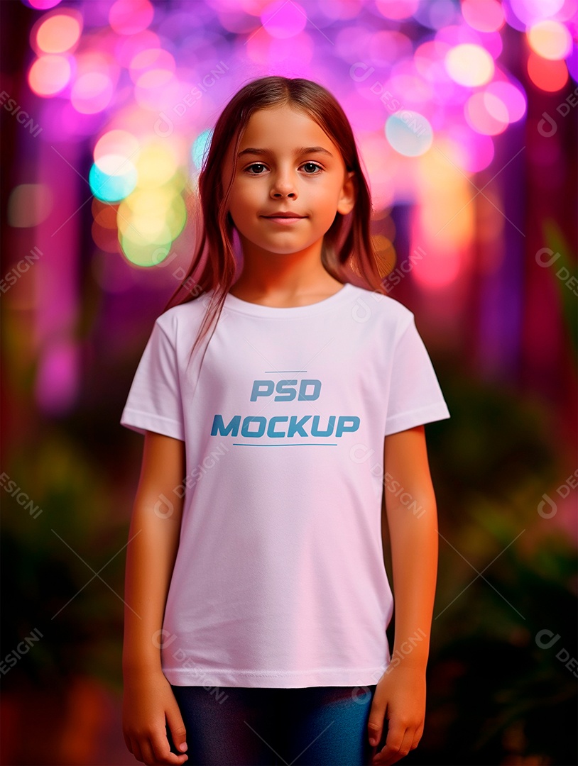 Mockup Camiseta Branca Infantil PSD Editável