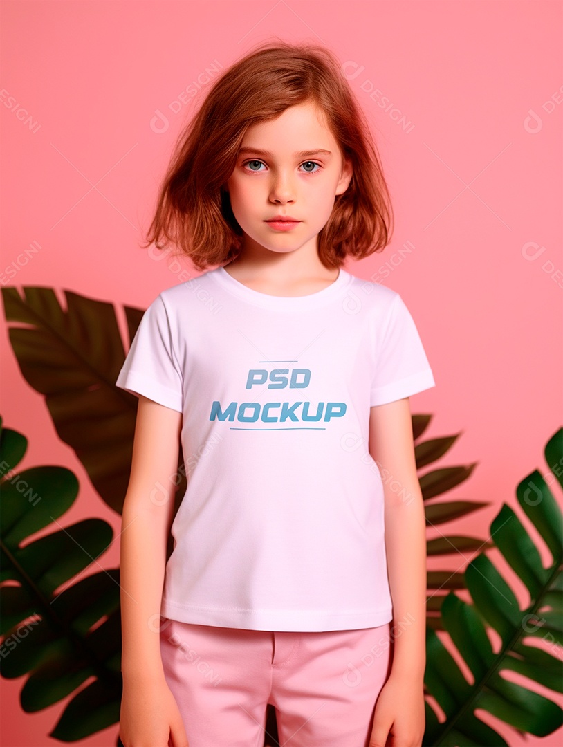 Mockup Camiseta Branca Infantil PSD Editável