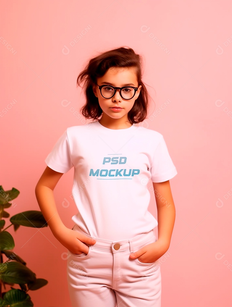 Mockup Camiseta Branca Infantil PSD Editável