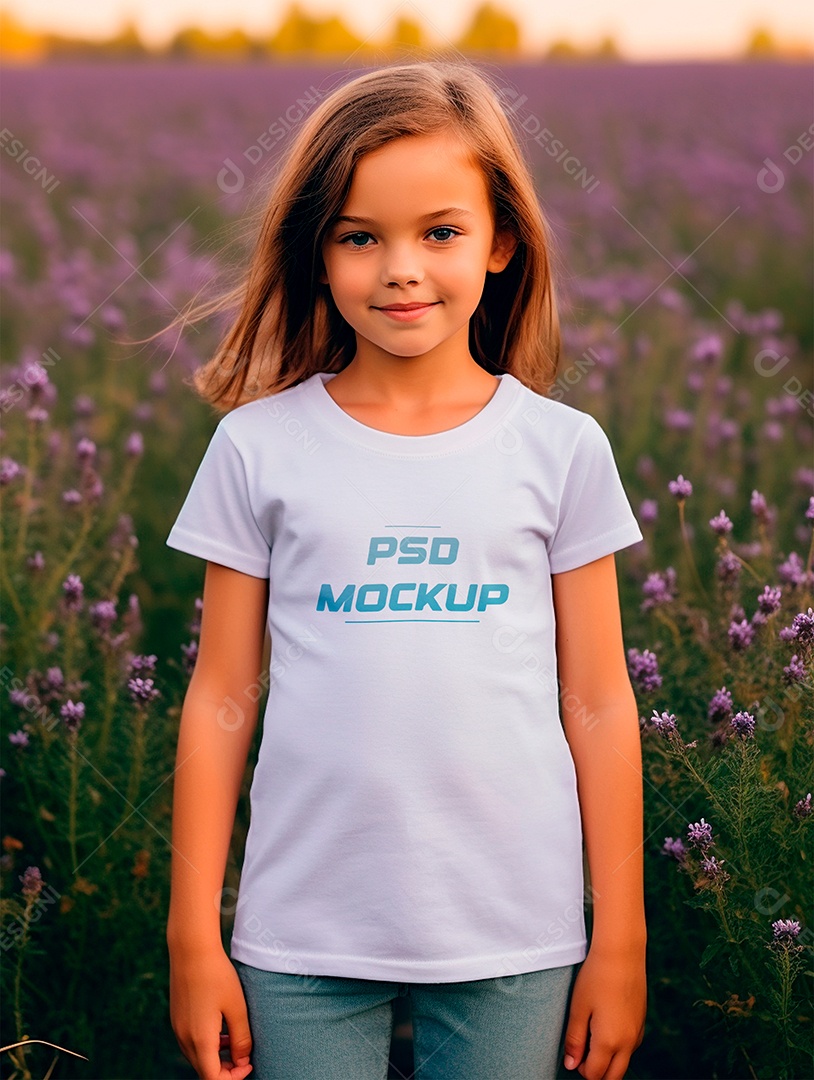 Mockup Camiseta Branca Infantil PSD Editável