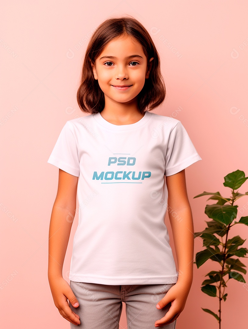 Mockup Camiseta Branca Infantil PSD Editável