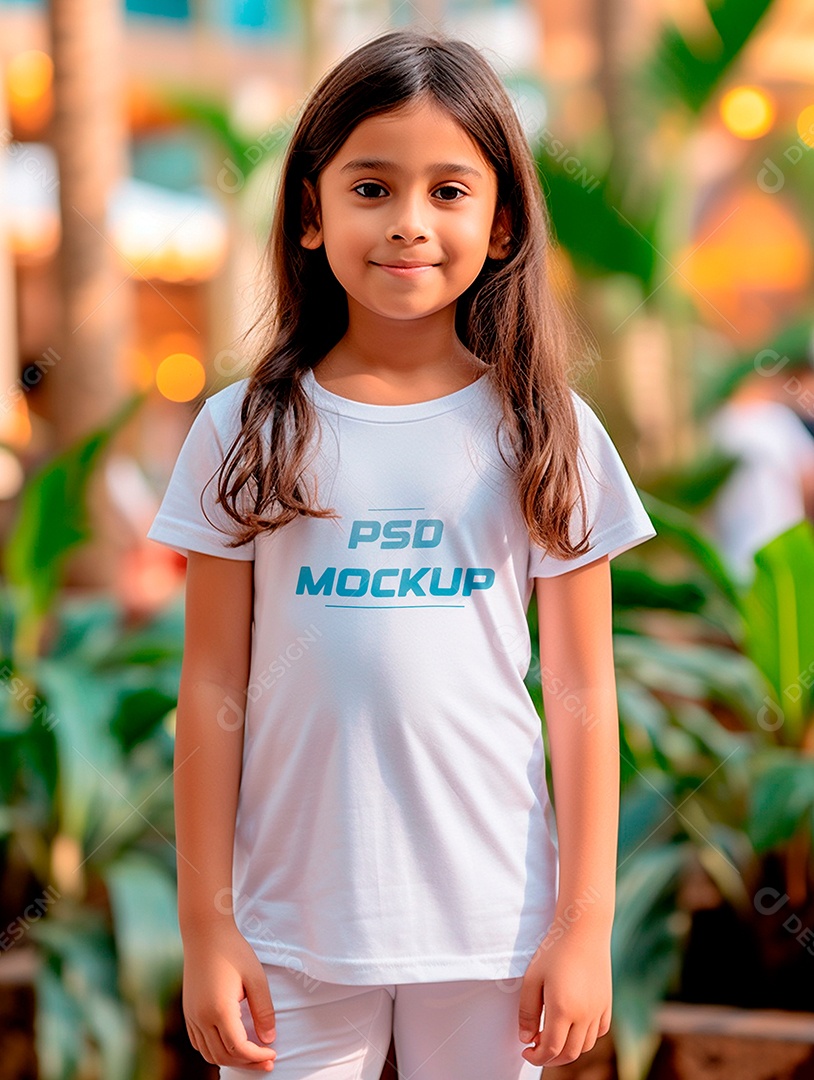 Mockup Camiseta Branca Infantil PSD Editável