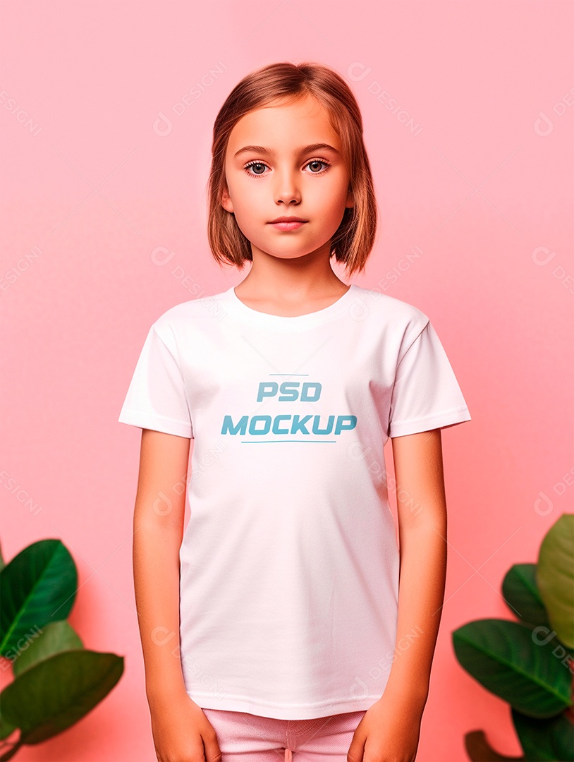 Mockup Camiseta Branca Infantil PSD Editável