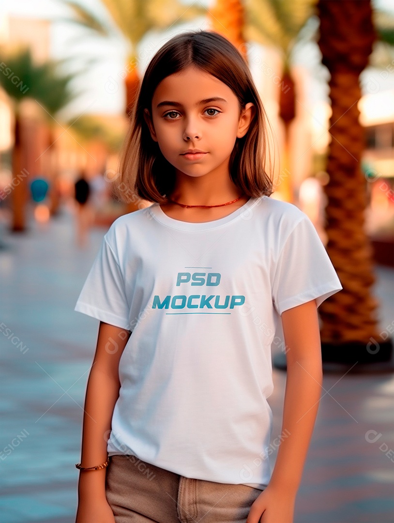Mockup Camiseta Branca Infantil PSD Editável