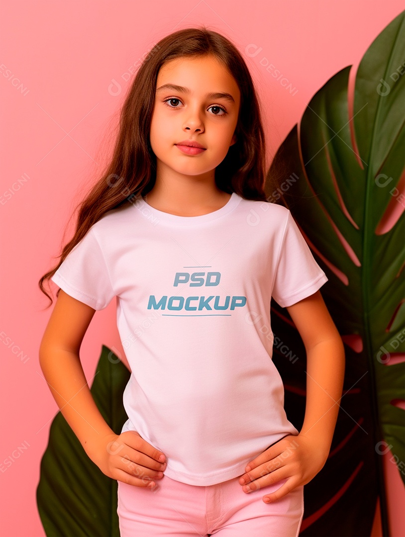 Mockup Camiseta Branca Infantil PSD Editável