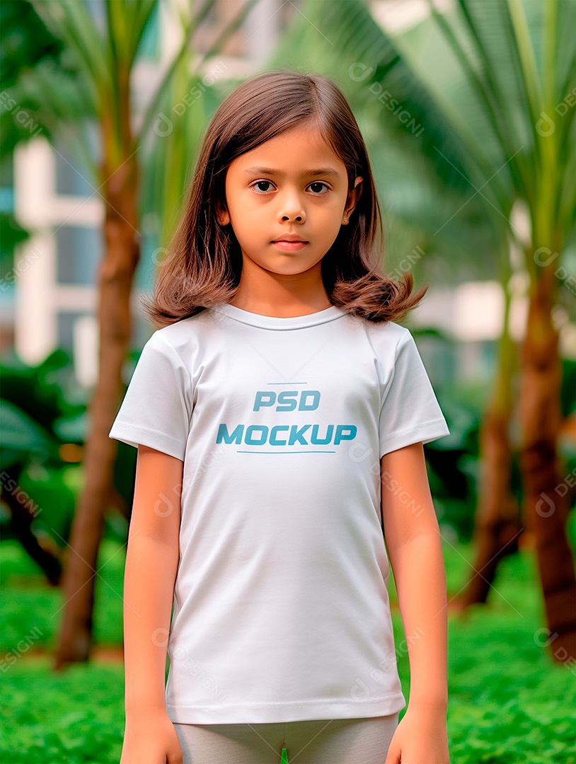 Mockup Camiseta Branca Infantil PSD Editável