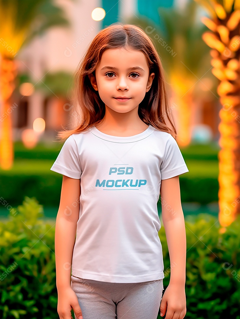 Mockup Camiseta Branca Infantil PSD Editável