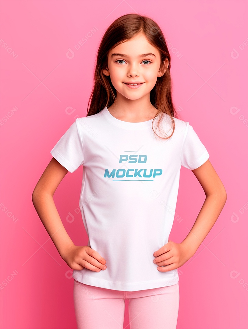Mockup Camiseta Branca Infantil PSD Editável