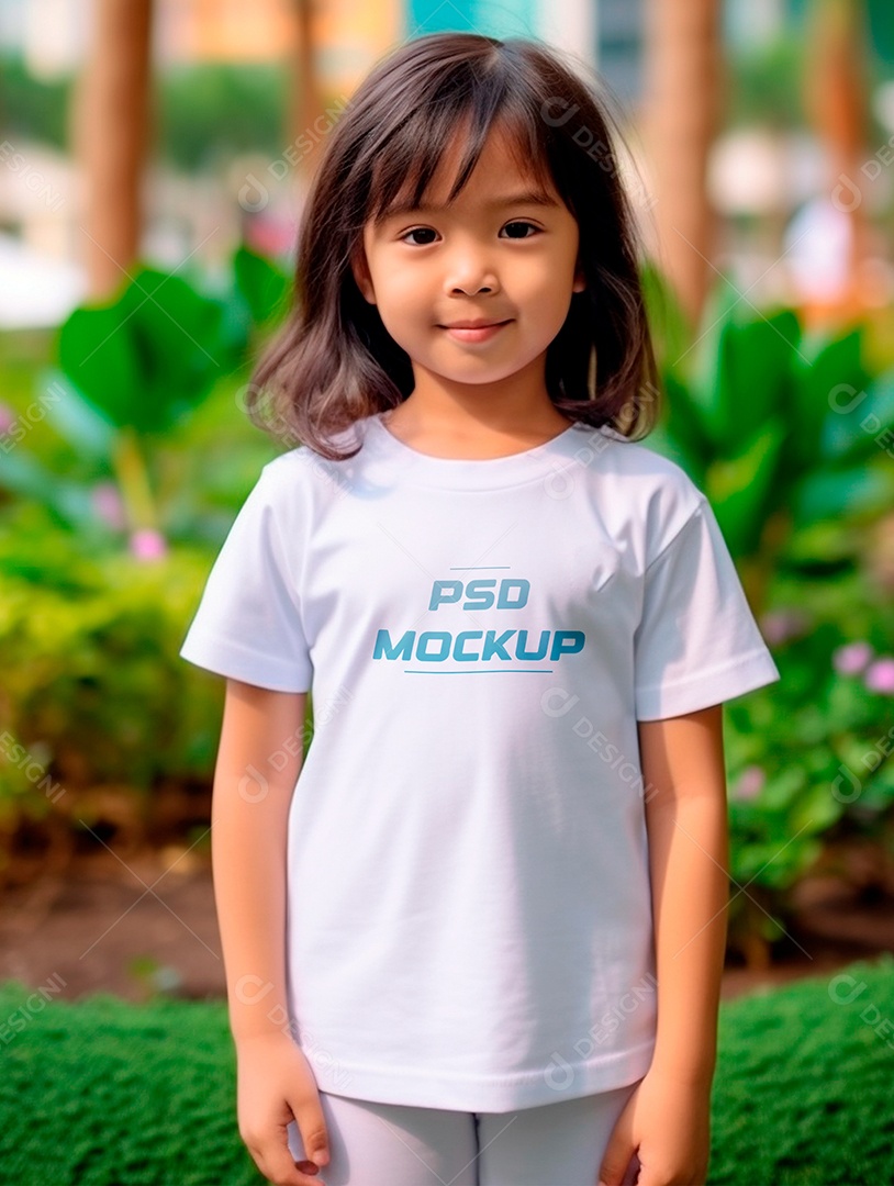 Mockup Camiseta Branca Infantil PSD Editável