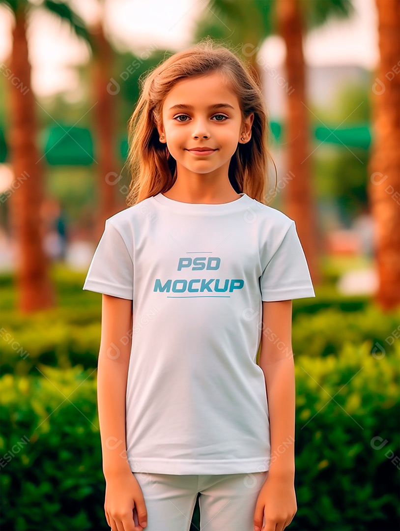 Mockup Camiseta Branca Infantil PSD Editável