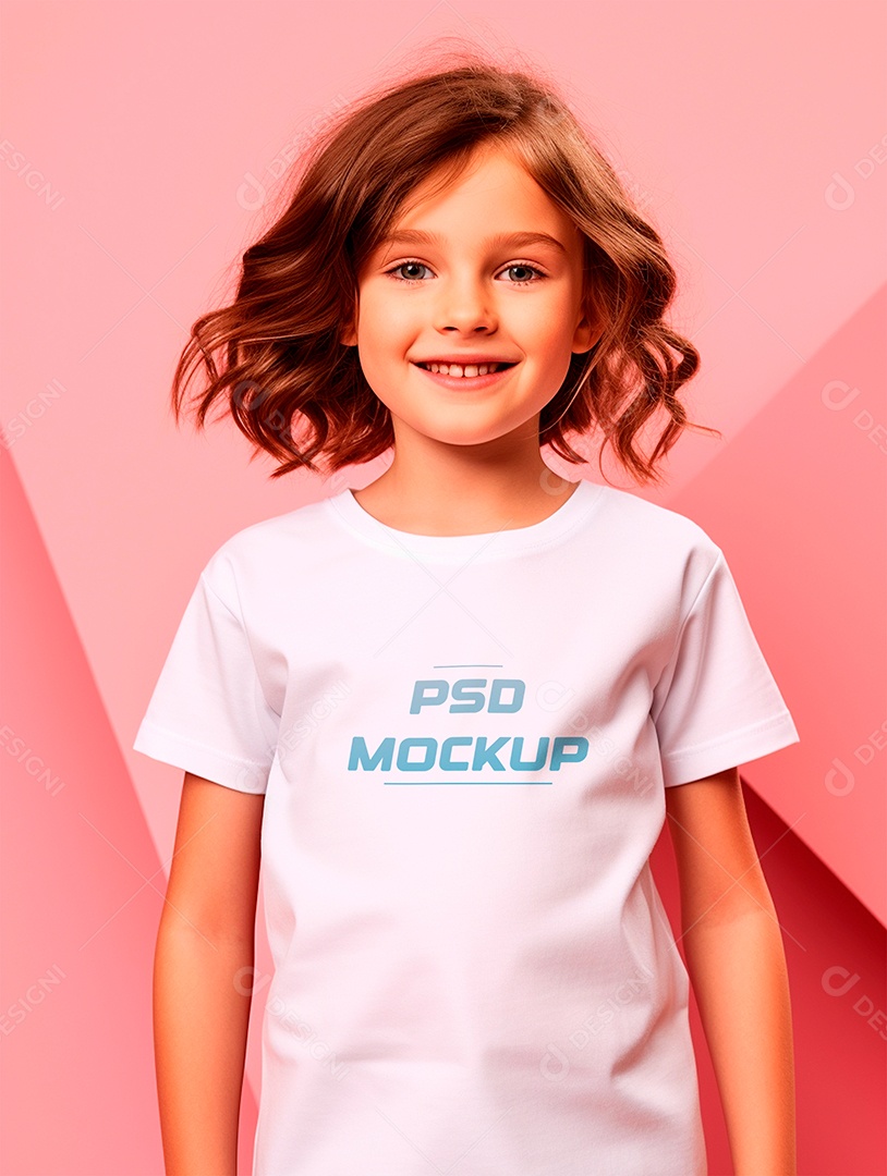 Mockup Camiseta Branca Infantil PSD Editável