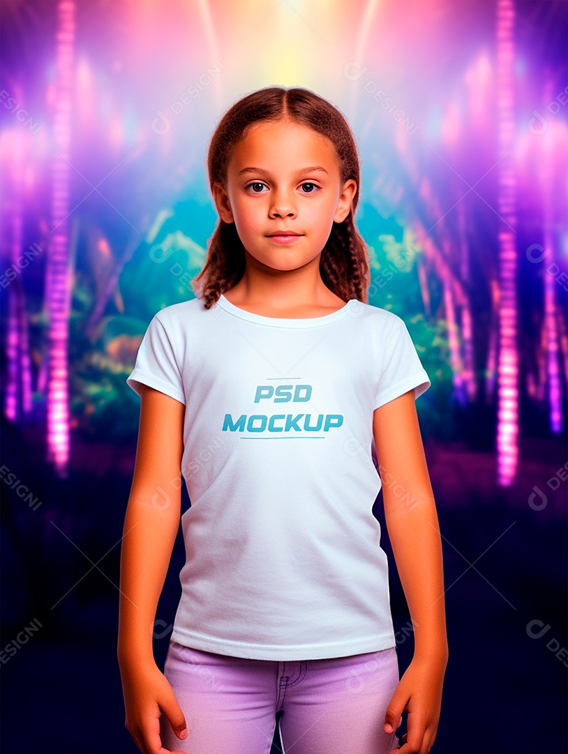 Mockup Camiseta Branca Infantil PSD Editável