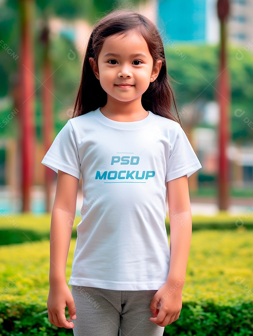 Mockup Camiseta Branca Infantil PSD Editável