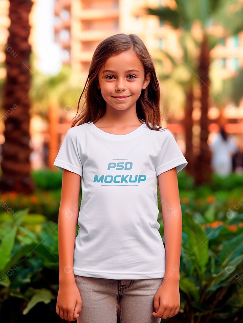 Mockup Camiseta Branca Infantil PSD Editável