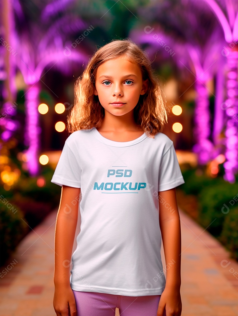 Editable PSD Children's White T-shirt Mockup