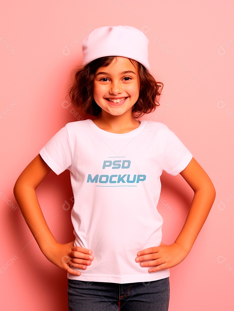 Mockup Camiseta Branca Infantil PSD Editável