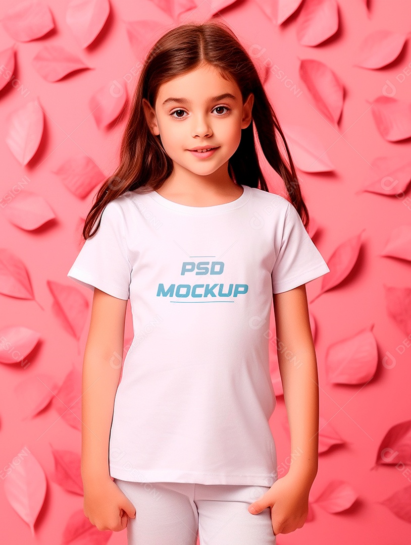 Mockup Camiseta Branca Infantil PSD Editável