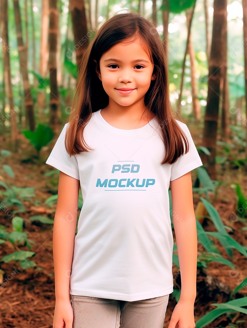 Mockup Camiseta Branca Infantil PSD Editável