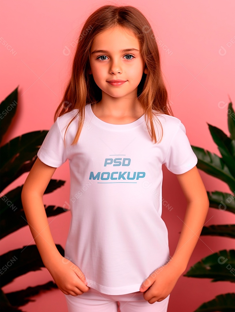 Mockup Camiseta Branca Infantil PSD Editável