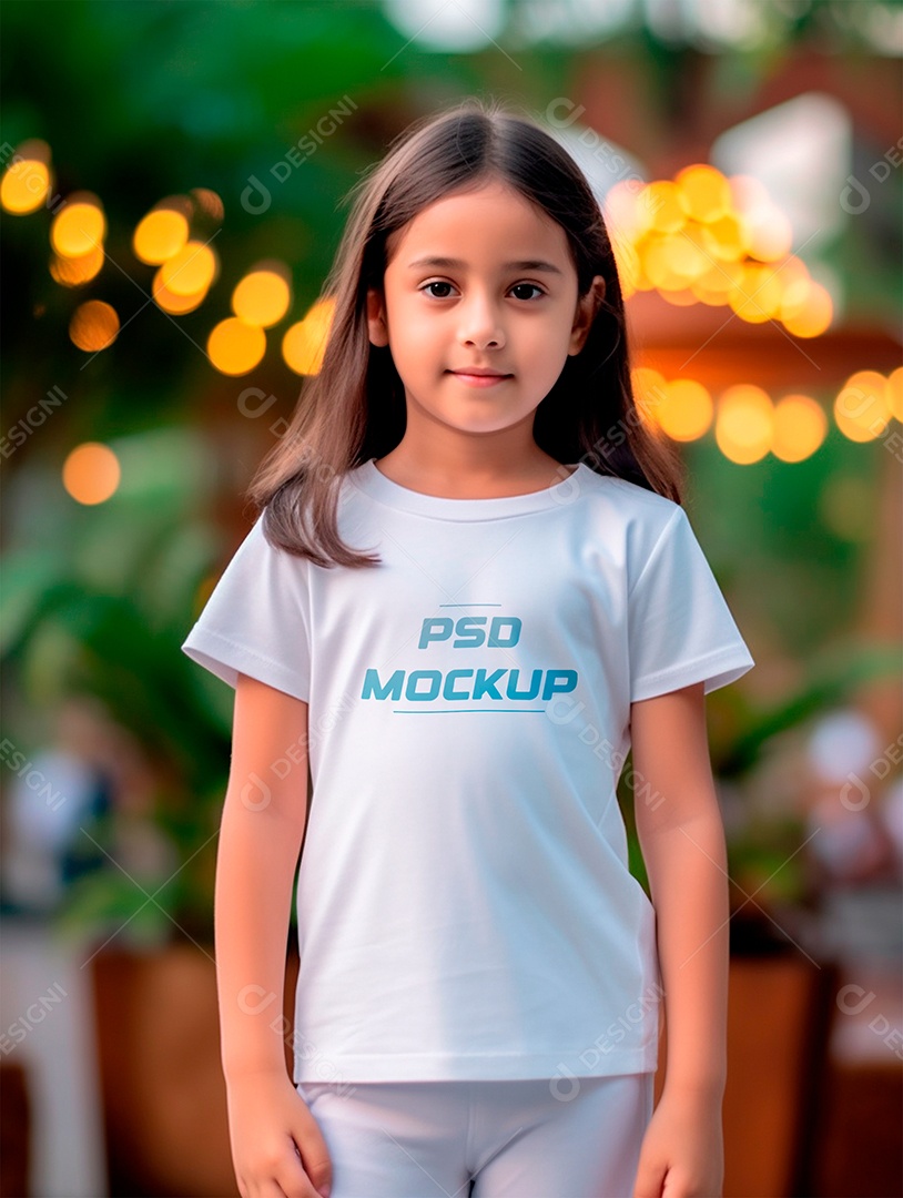 Mockup Camiseta Branca Infantil PSD Editável