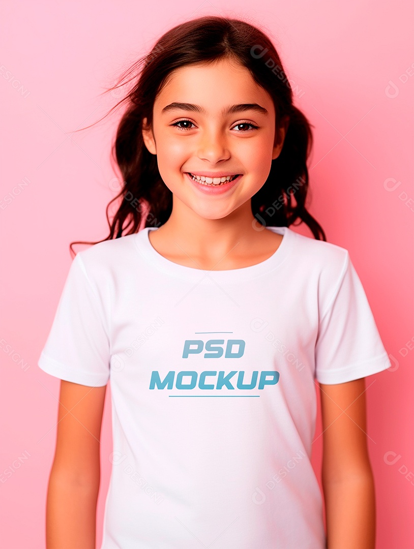 Mockup Camiseta Branca Infantil PSD Editável