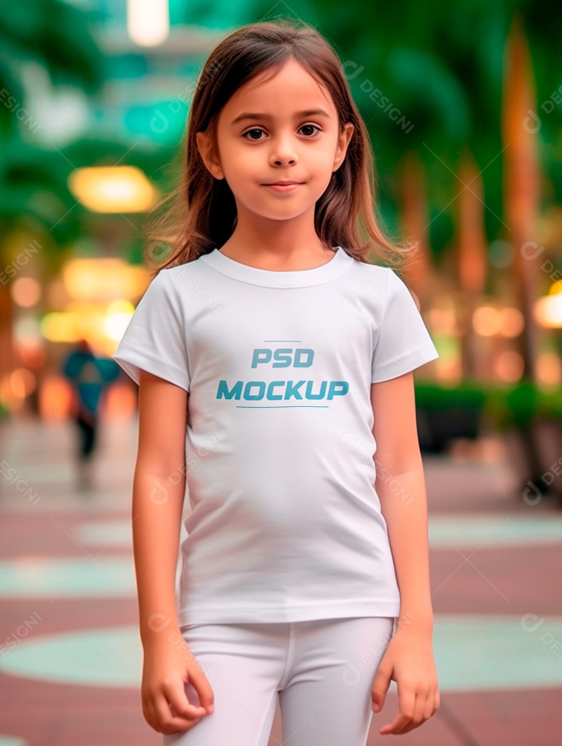 Mockup Camiseta Branca Infantil PSD Editável