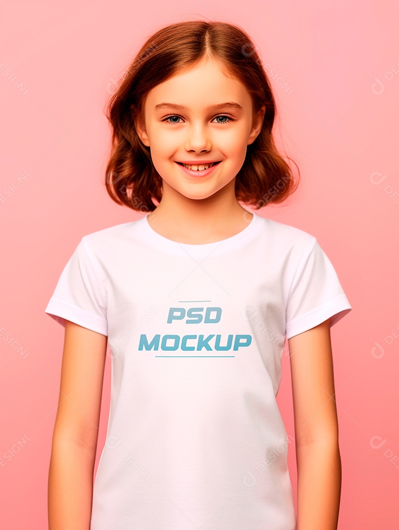 Mockup Camiseta Branca Infantil PSD Editável