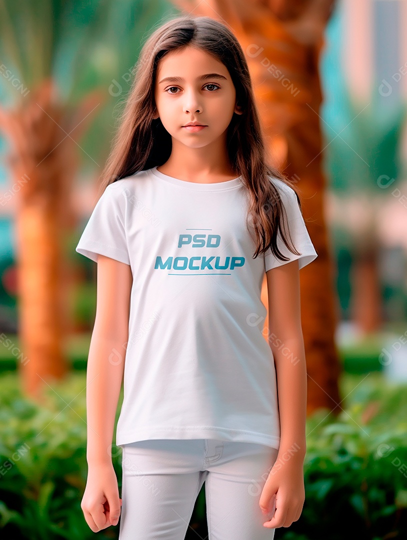 Mockup Camiseta Branca Infantil PSD Editável