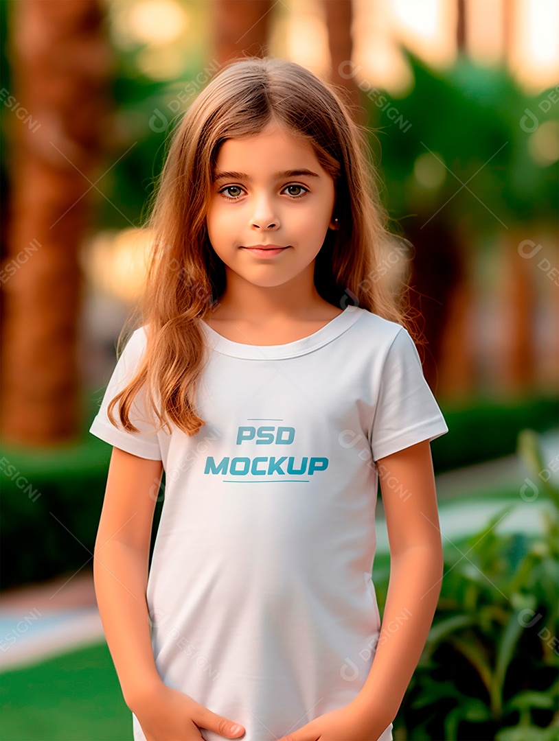 Mockup Camiseta Branca Infantil PSD Editável
