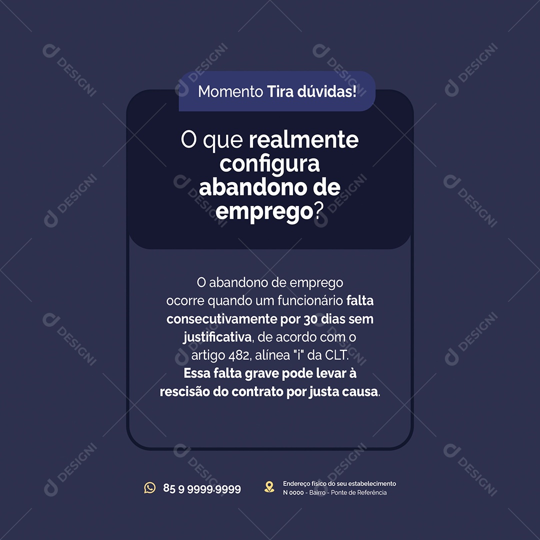 O que Realmente Configura Abandono de Emprego Social Media PSD Editável