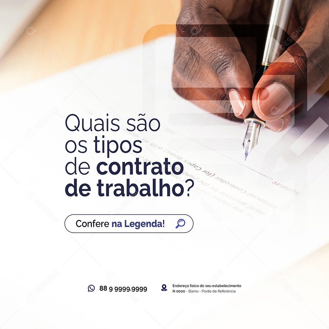 Quais são os Tipos de Contrato de Trabalho Social Media PSD Editável
