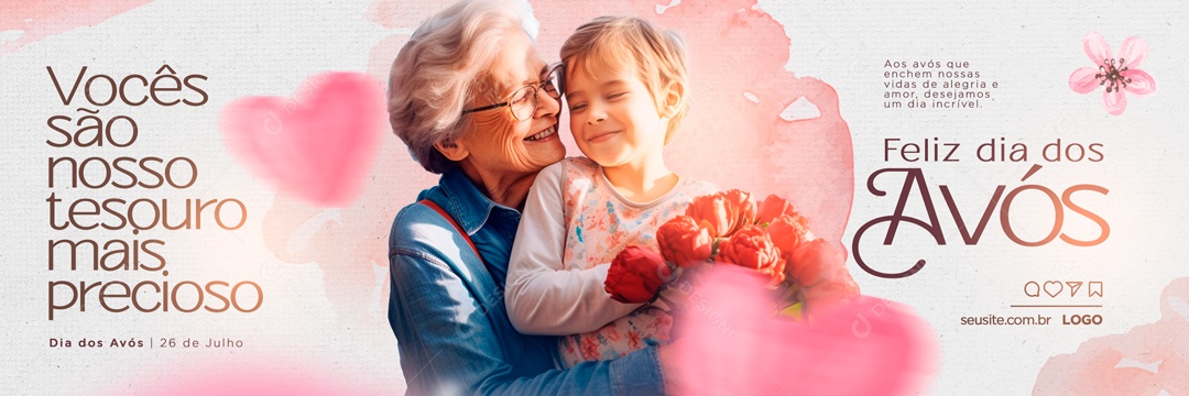 Social Media Banner Feliz Dia Dos Avós Maior Tesouro PSD Editável