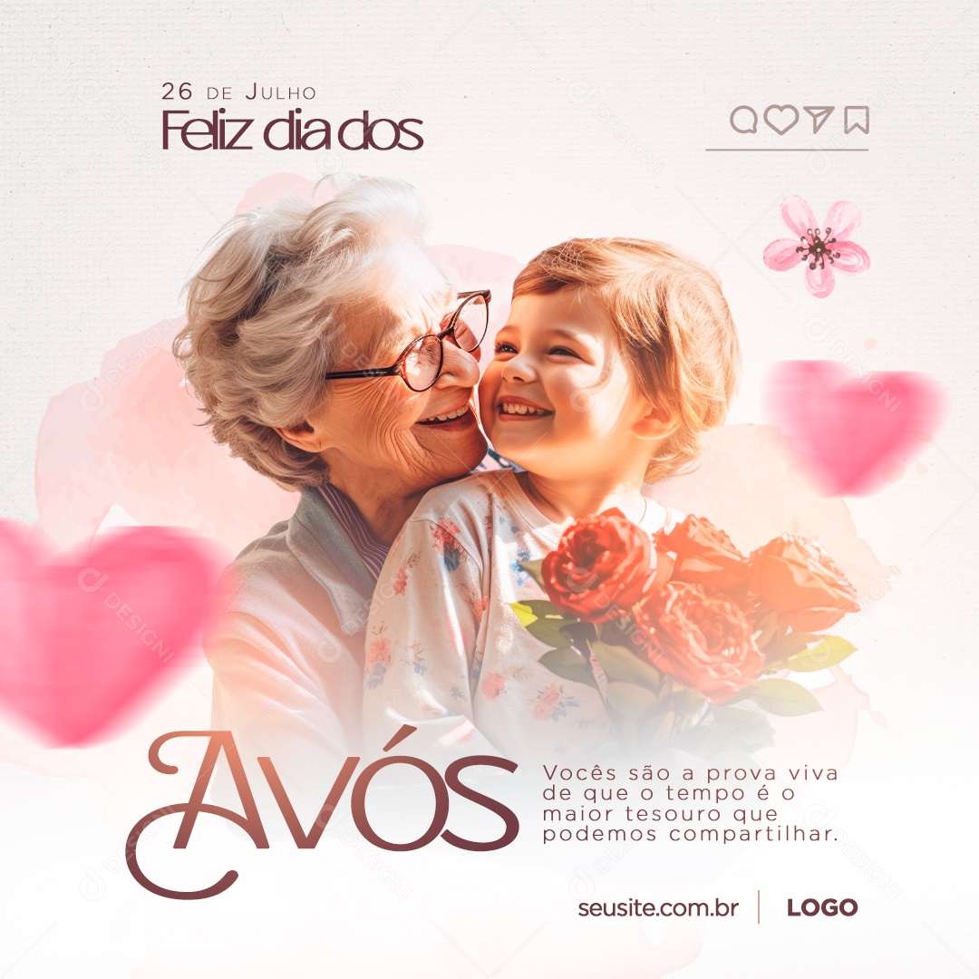 Social Media Feed Feliz Dia Dos Avós Maior Tesouro PSD Editável