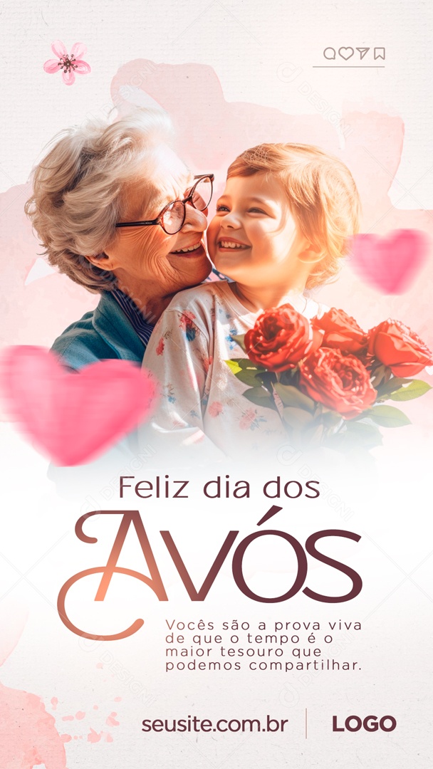 Social Media Story Feliz Dia Dos Avós Maior Tesouro PSD Editável
