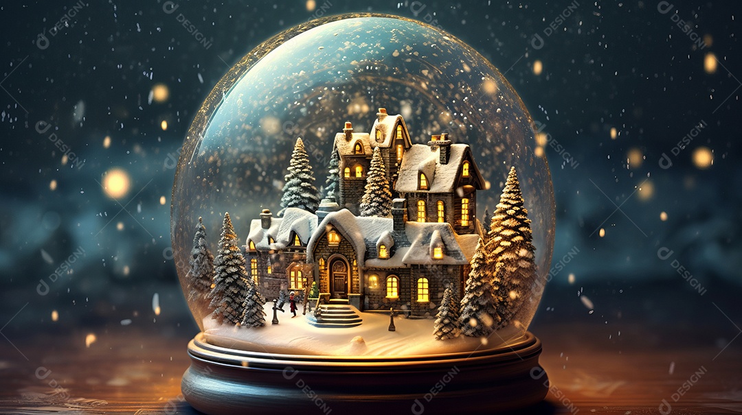 Feliz Natal Globo de neve IA generativa.