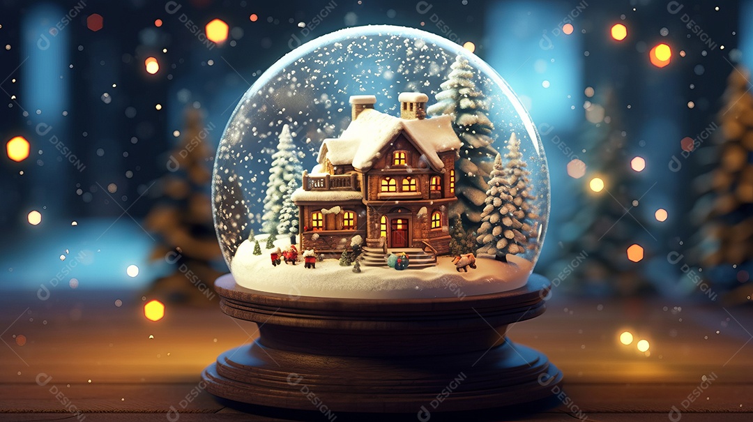 Feliz Natal Globo de neve IA generativa.