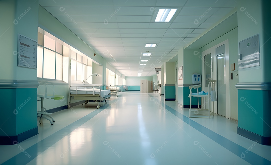 Vista de um corredor do hospital