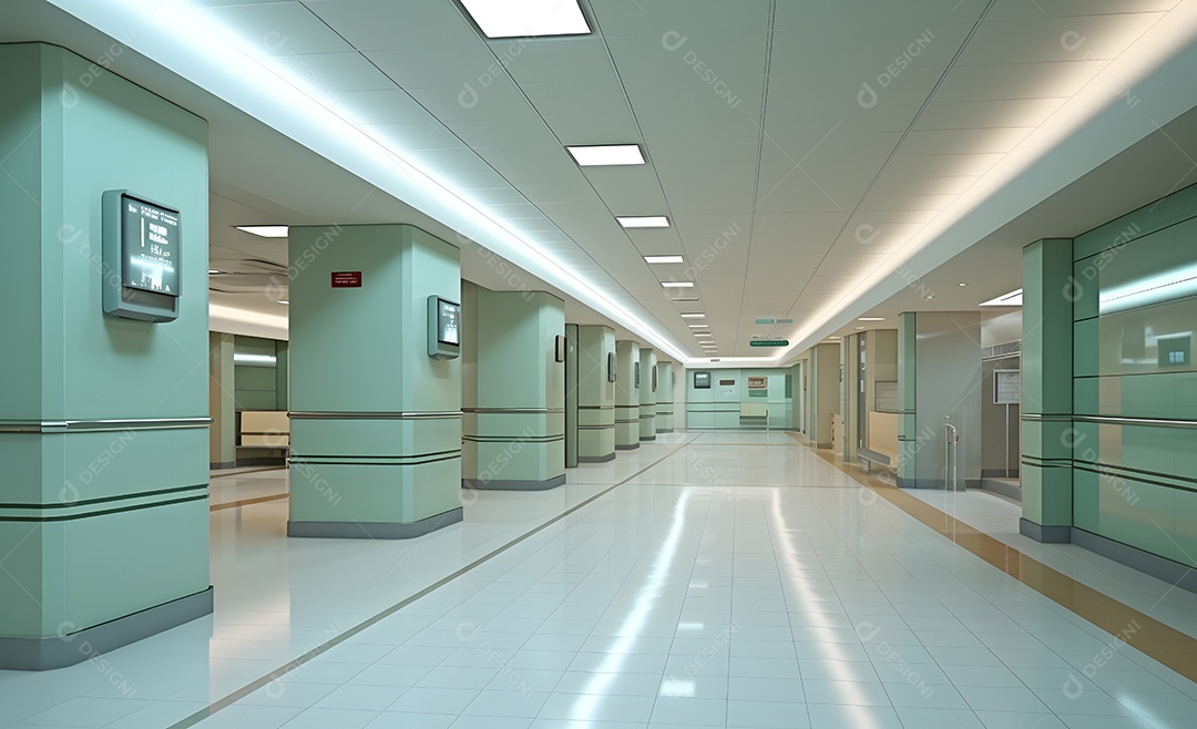 Vista de um corredor do hospital