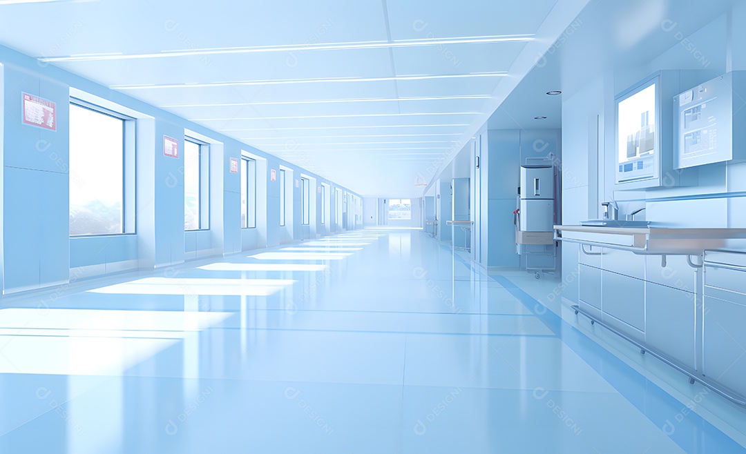 Vista de um corredor do hospital