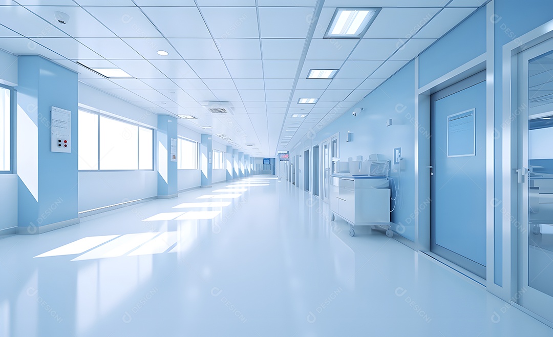 Vista de um corredor do hospital