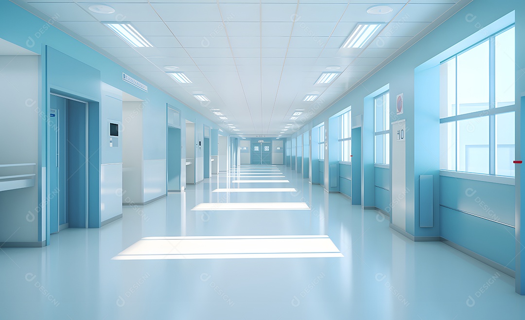 Vista de um corredor do hospital